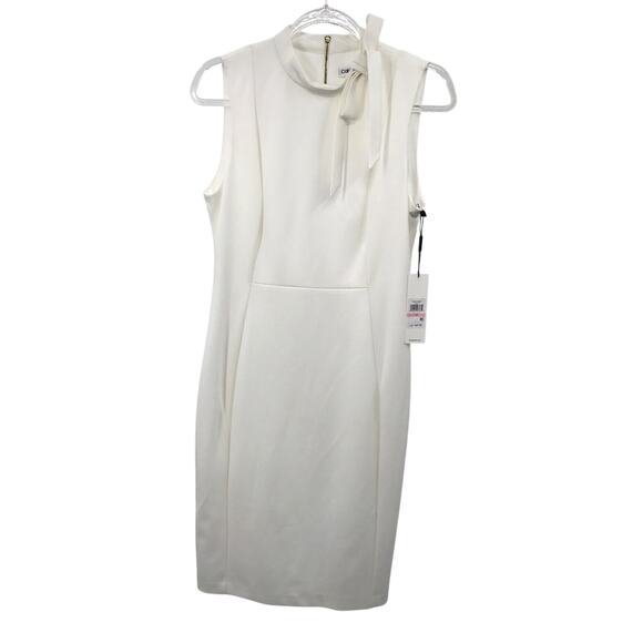 Calvin Klein White Bow Neck Sleeveless Sheath Dress Size 10 - Picture 1 of 11